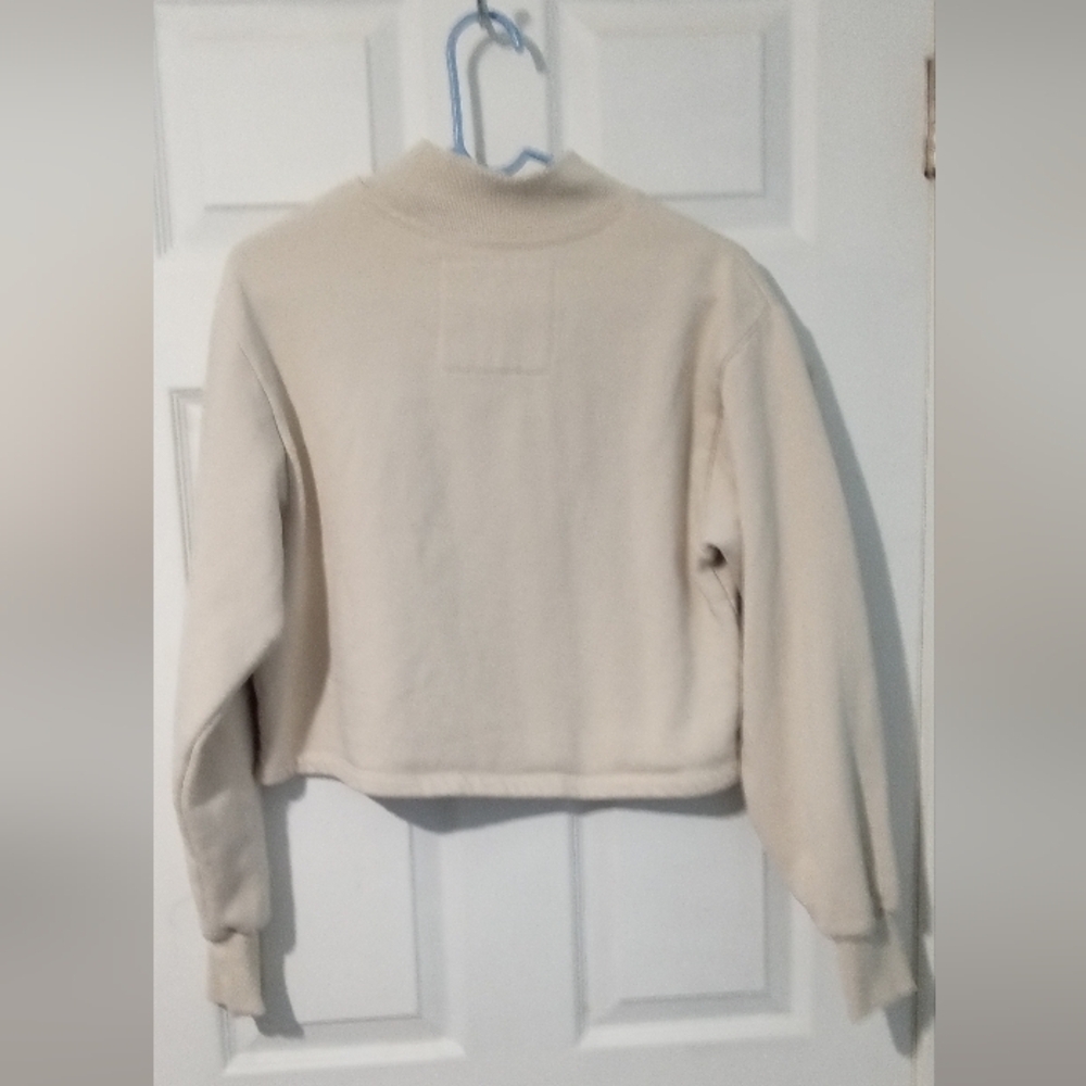 Mock Neck Michigan State Spartans Cropped Sweatshirt in Cream - Picture 4 of 5